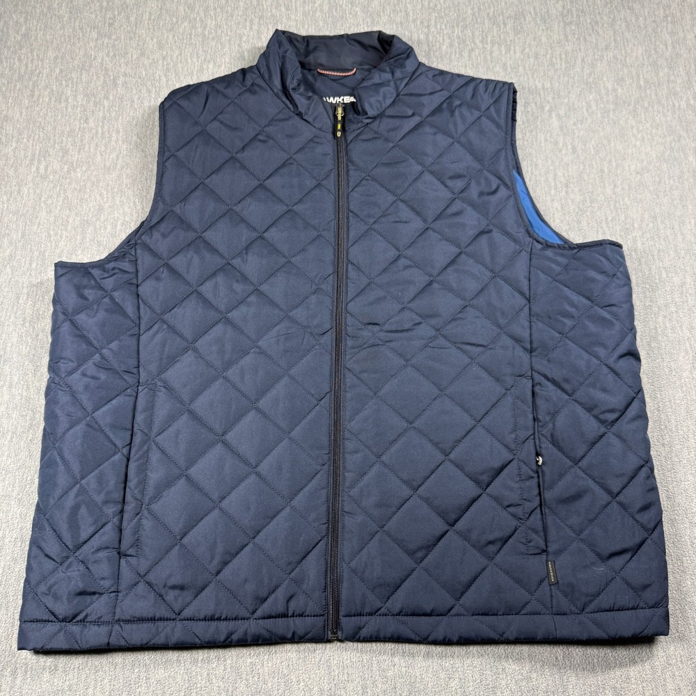 Hawke & Co Vest Mens XXL Blue Quilted Full Zip Performance Sport Fiber Outerwear